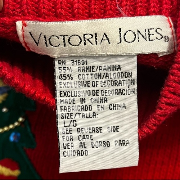 Ugly Christmas Sweater Red Size Large Vintage - Picture 3 of 9